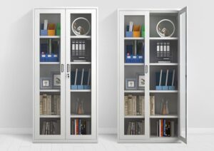 Full height 2-glass door steel file cabinet