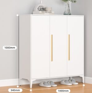 3-door shoe cabinet with cream color