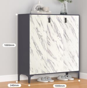 3-door shoe cabinet with marble color