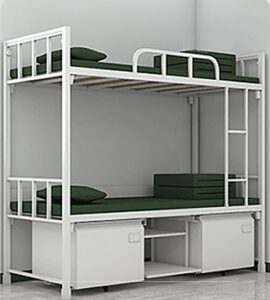 Metal bunk bed with 2 drawers & a rack